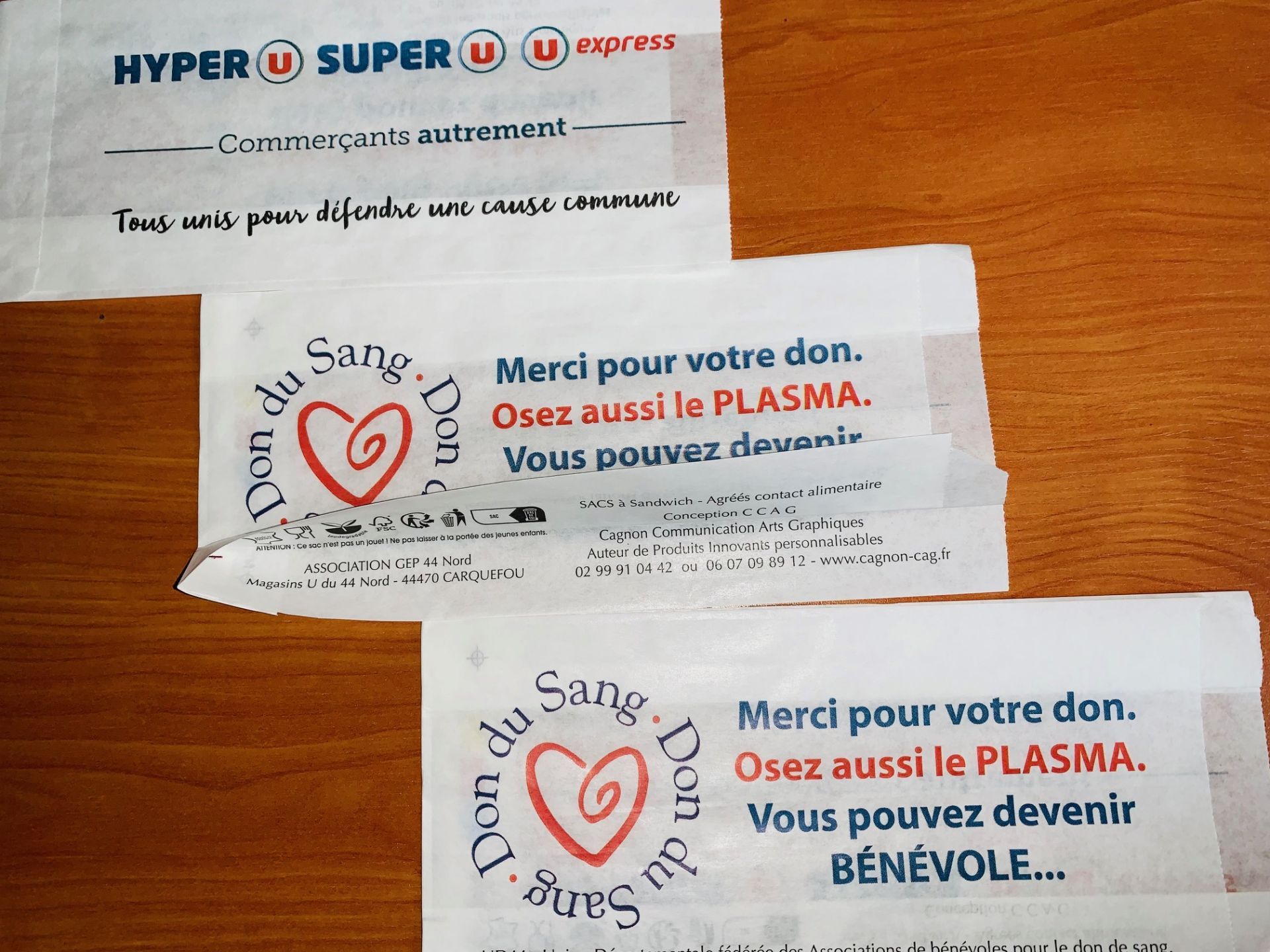 Sacs à sandwich publicitaires pour associations don de sang - Dépôt de copyright CCAG_1