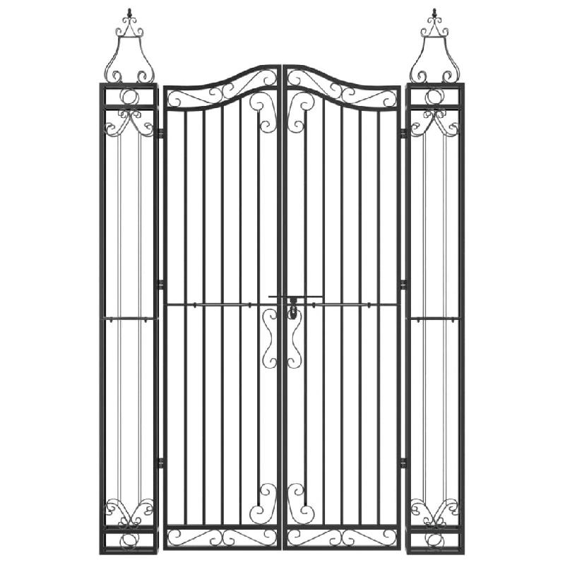Vidaxl portail de jardin noir 121x8x180 cm fer forgé 363433_1