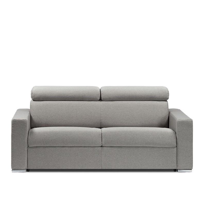 Canapé convertible express Sidney - Sommier à lattes 120 cm - Matelas 16 cm - Tissu gris clair - Ouverture sans retrait de coussins_1