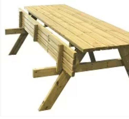 Table pique-nique Munich - Pin du Nord traité autoclave classe IV - Bancs rabattables - Modèle PMR - Plateau 230 cm_1