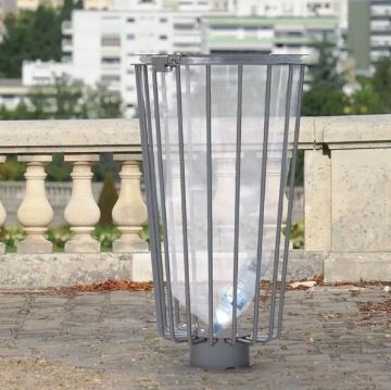 Corbeille publique Lofoten Vigipirate - ouverture latérale, acier peint, 100 litres - conforme aux dispositions réglementaires_1