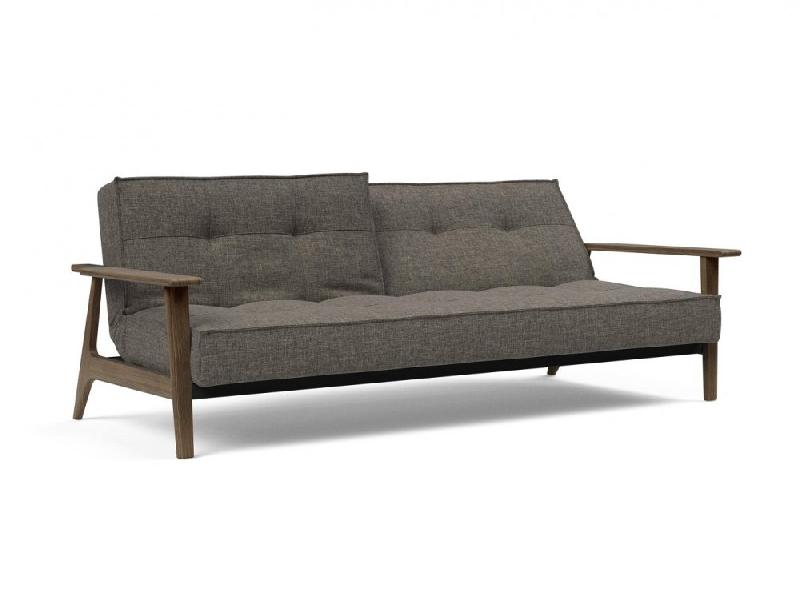 Innovation Living - Canapé-lit design Splitback Frej convertible 115*210 cm - Chêne fumé et tissu Flashtex Dark Grey_1