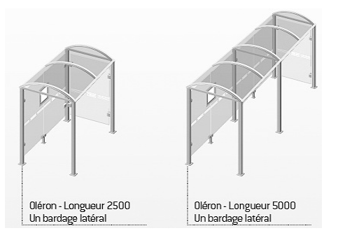 ABRI BUS OLÉRON / STRUCTURE EN ACIER / BARDAGE EN VERRE TREMPÉ / AVEC BANQUETTE / 250 X 156 CM_1