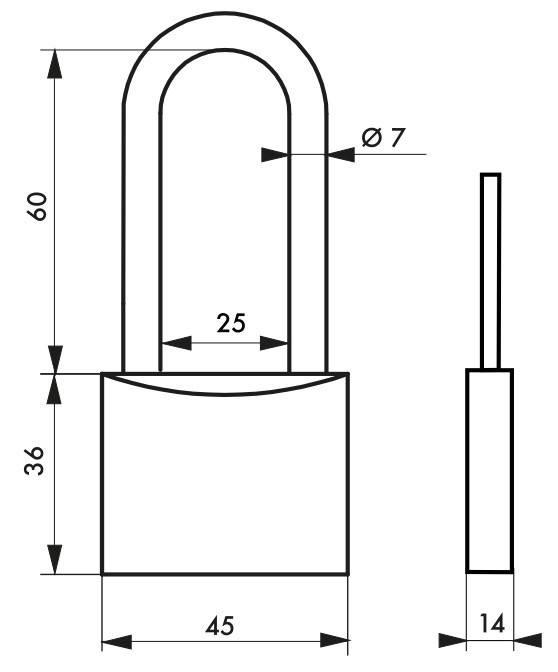 Cadenas à clé Mach 2 - 45 mm anse demi-haute - Corps laiton monobloc et anse acier cémenté_1
