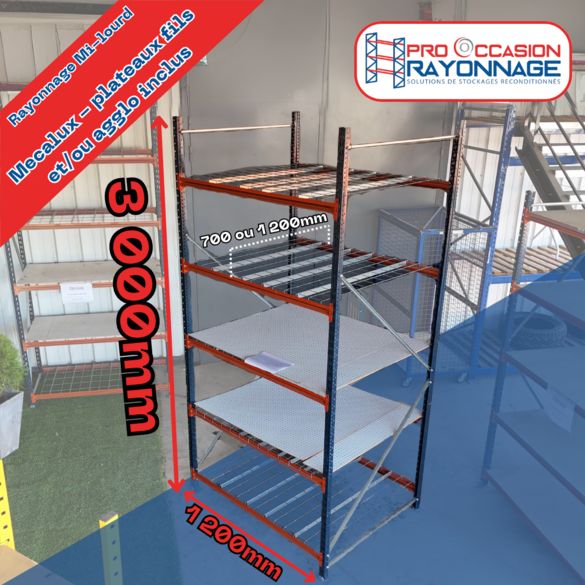 Rack Mi-lourd - Hauteur 3000mm, Longueur 1200mm, Profondeur 700 ou 1200mm - Mecalux M7_1