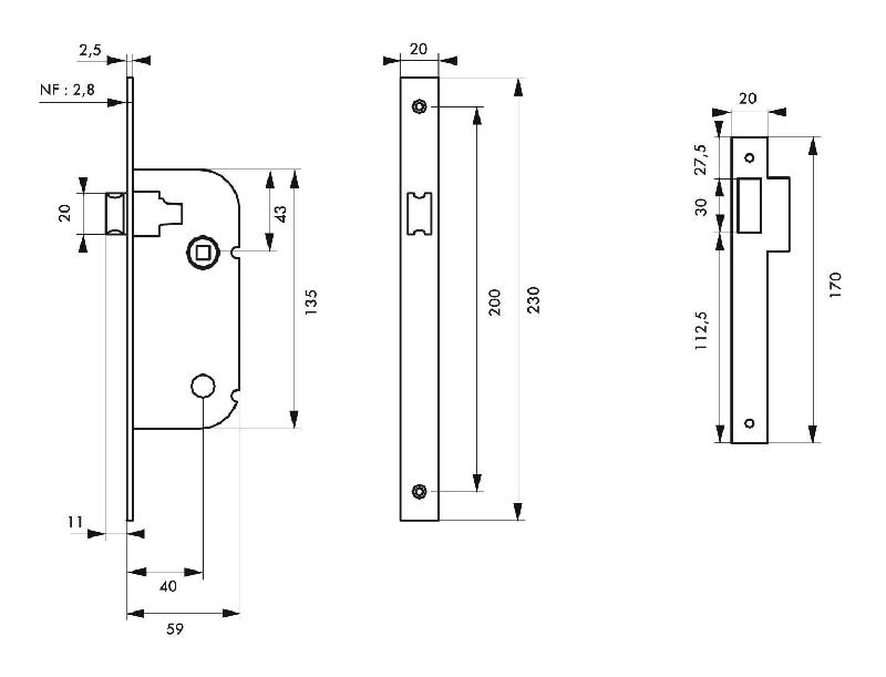SERRURE ENCASTRABLE POUR PORTE D'INTÉRIEUR NF V/BC_1