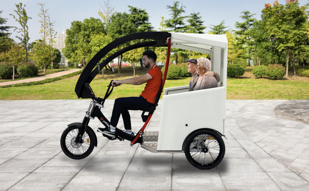 Yokler T - Vélotaxi professionnel avec portes latérales et plancher bas - Vélo taxi électrique_1