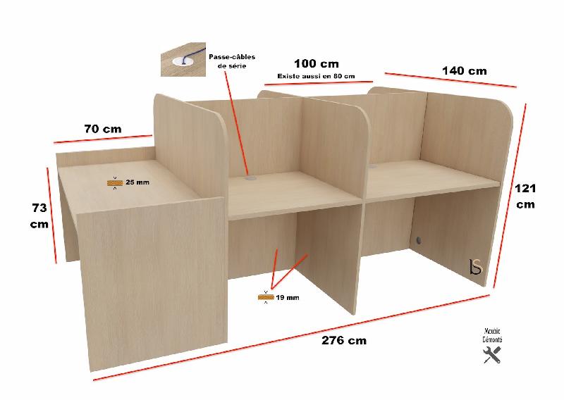 Bureau de call center version double 5 personnes avec poste pour superviseur. - Acacia foncé, 5 places_1