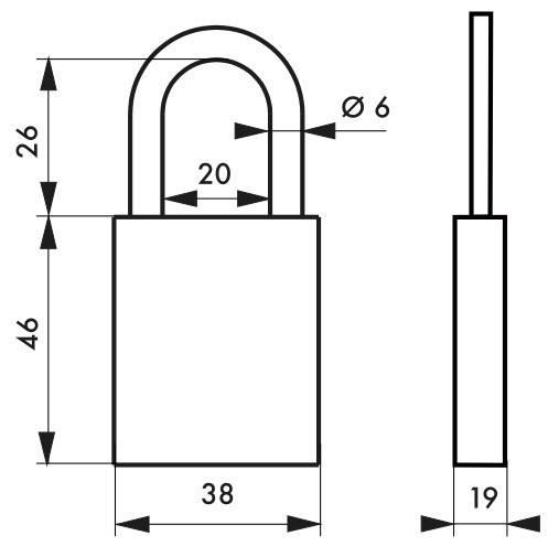 Cadenas à clé Cobble - Aluminium anodisé 38 mm jaune - Double verrouillage, inox, anti-perçage_1