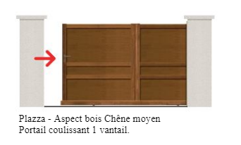 Portail coulissant à rail Plazza - aluminium plein et droit - Largeurs 3m à 4m - Hauteurs 1,5m à 1,75m_0