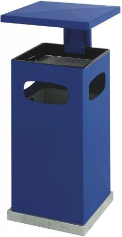 Poubelle cendrier publique avec couvercle amovible - 80 L - 3 ouvertures - liner en métal et insert-cendrier noir_1