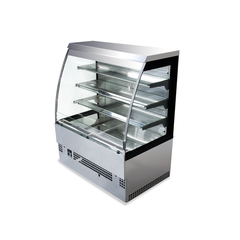 Vitrine réfrigérée semi-verticale LUNA EUROVITRINE - 4 dimensions disponibles, froid positif ventilé, inox, 1m20 à 2m40_1