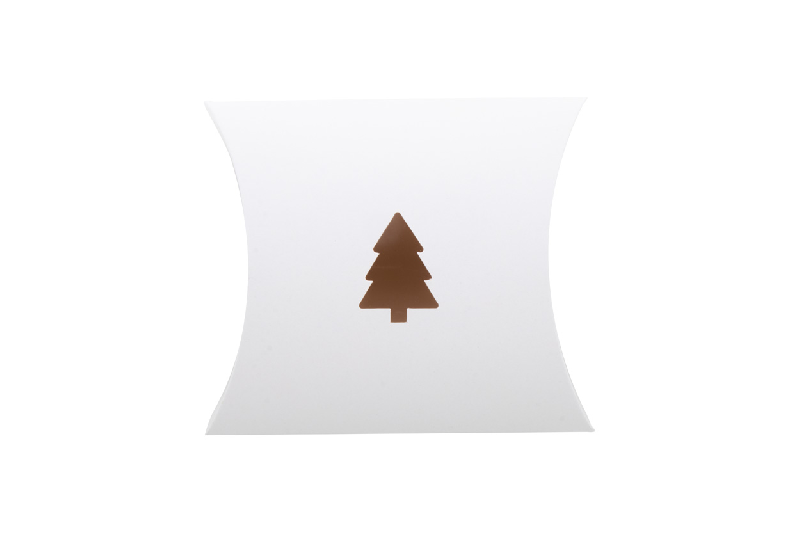 Boîte en forme de petit coussin - sur mesure en papier cartonné imprimé - fenêtre sapin de Noël_1