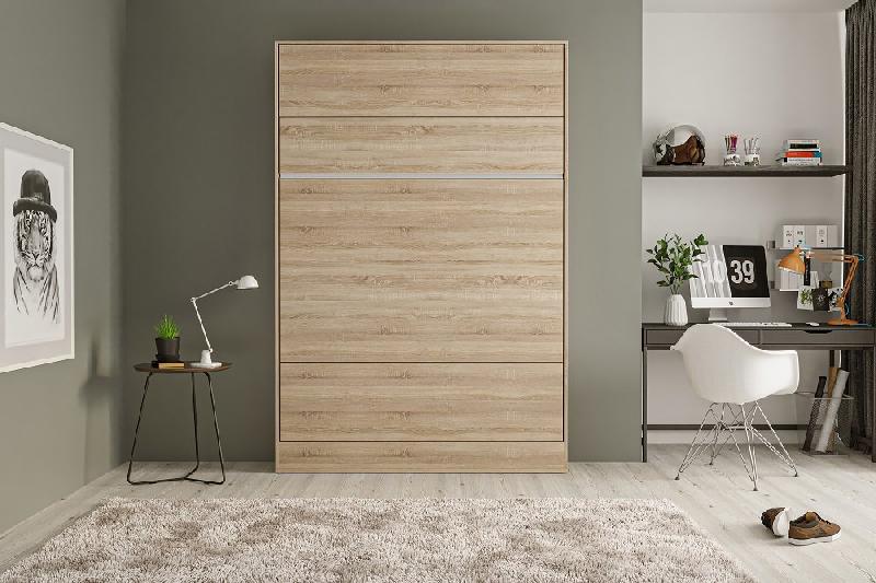 Armoire lit escamotable BERMUDES - chêne - 140x200 cm - ouverture assistée et sommier à lattes_1