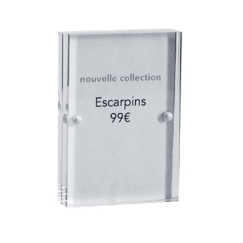 Cadre transparent magnétique en PMMA A8 52x74mm - lot de 3 - pour affichage prix en vitrine_1
