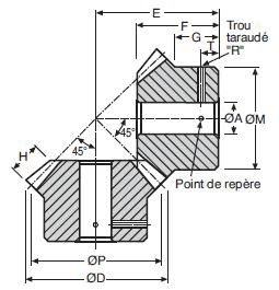 Engrenage conique - Acier 60C40 - Rapport 1:1 - Module 0,80 - HPC_1