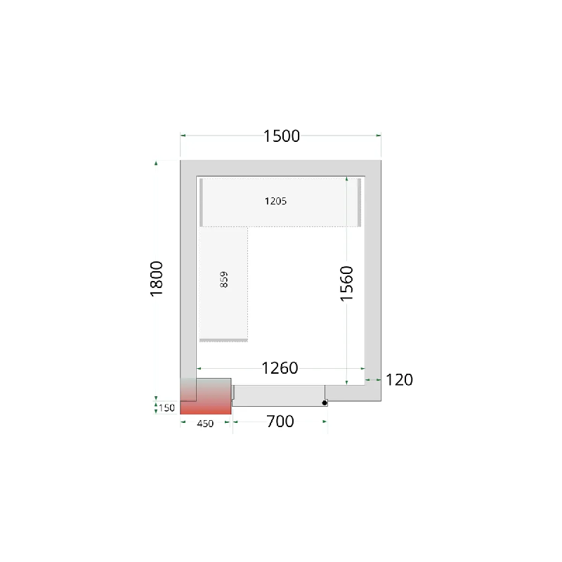 Chambre froide négative CRNF1518 Blanc 1500 x 1800 x 2200 mm TEFCOLD_1