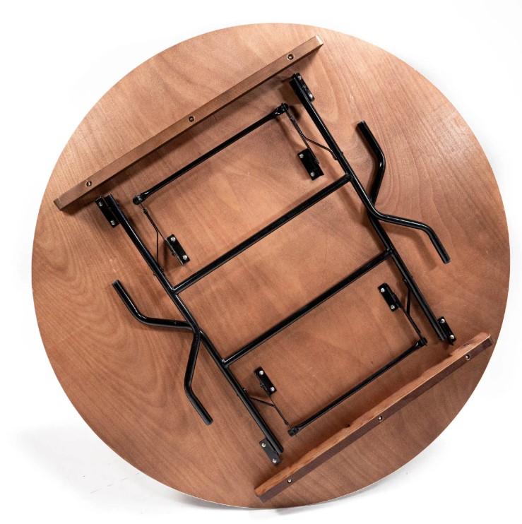 Cody - Table de banquet pliable ronde Ø 183 cm Noir/Bois_1
