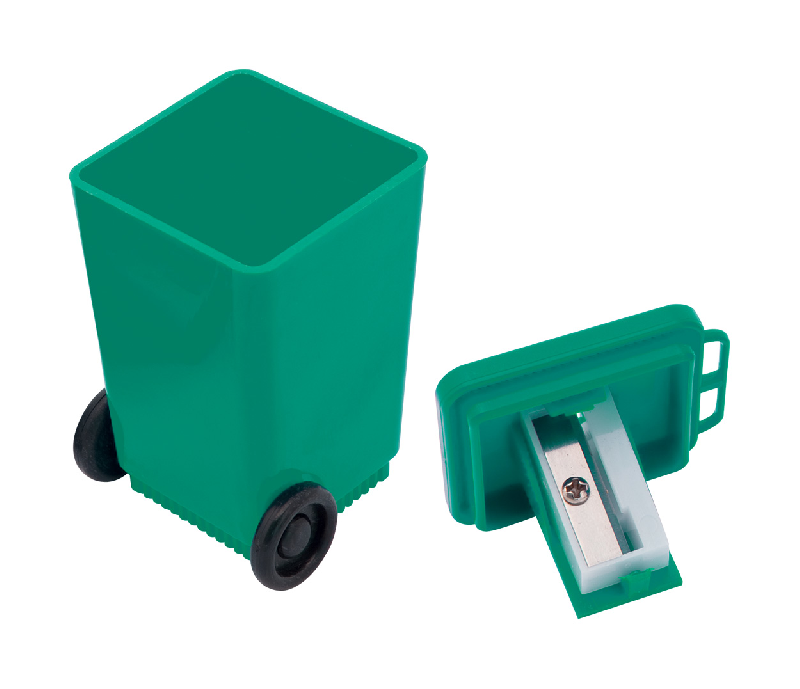 Taille-crayon en forme de container poubelle - Couleur vert - 19g_1