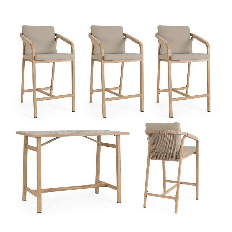 Table bar + 4 tabourets Kalimera Desert 140 x 73 x 100 cm_1