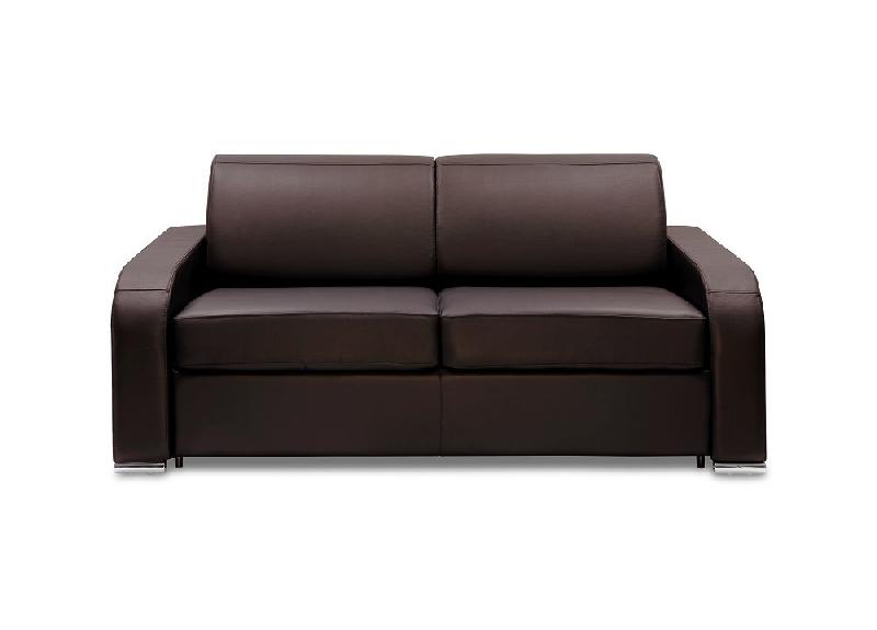 Canapé express 160 cm Sofia Edition cuir et PU marron - Matelas 16 cm haute résilience - Fabrication italienne_1