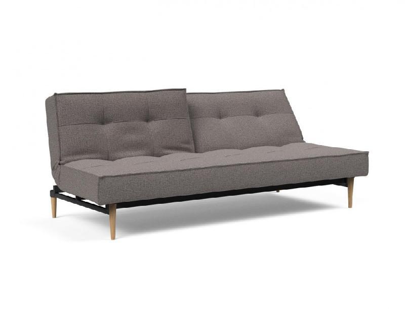 Canapé-lit INNOVATION LIVING SPLITBACK STYLETTO - Pieds chêne naturel - Convertible 115x210 cm - Tissu Mixed Dance Grey_1