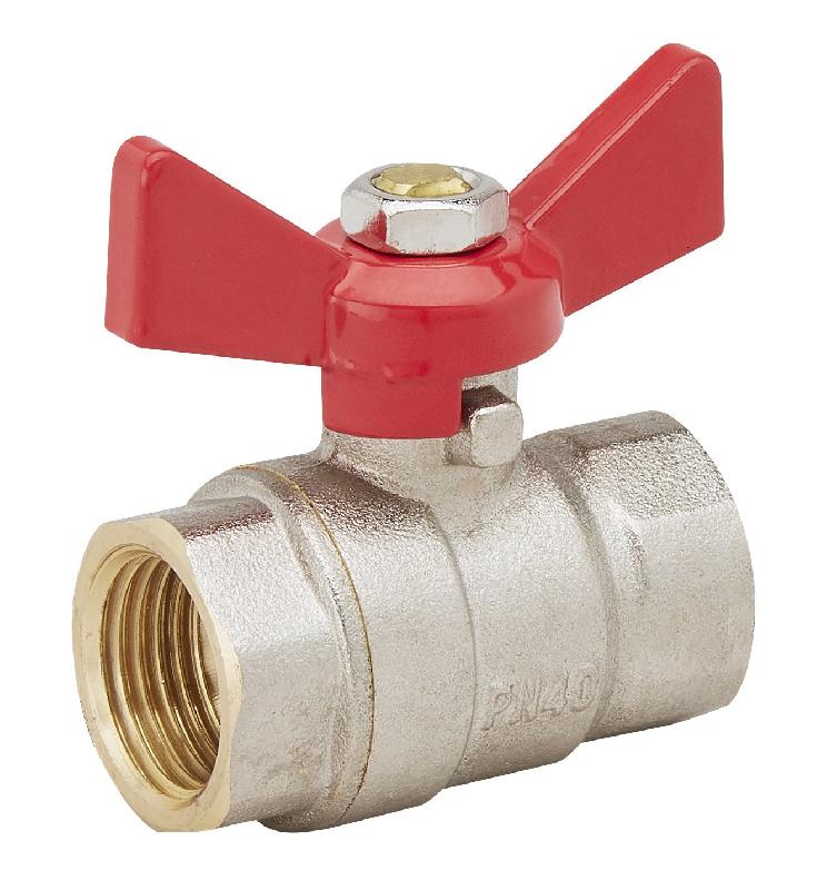 Vanne 1/4 de tour double femelle en laiton - Manette papillon - F20/27xF20/27 - Réf 719387 - Boutté_1