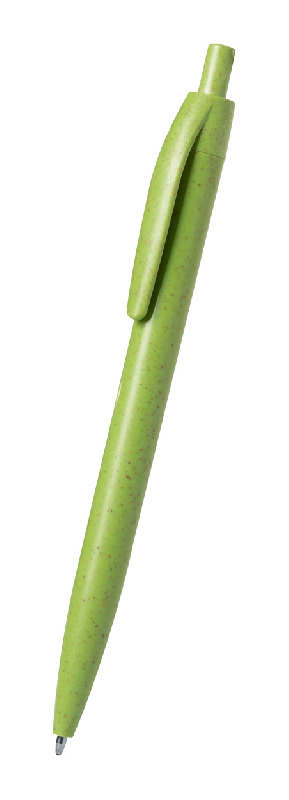 Stylo à bille en paille de blé - encre bleue - couleur verte - poids 6g_1