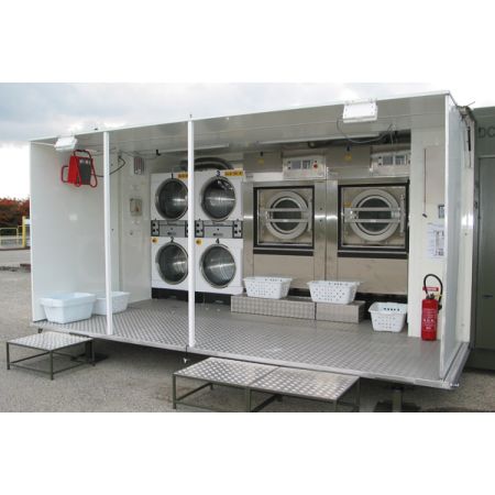 Blanchisserie préfabriquée équipée - Lave-linge et sèche-linge ultra performants - Idéal pour base de vie ou commerce ambulant_0