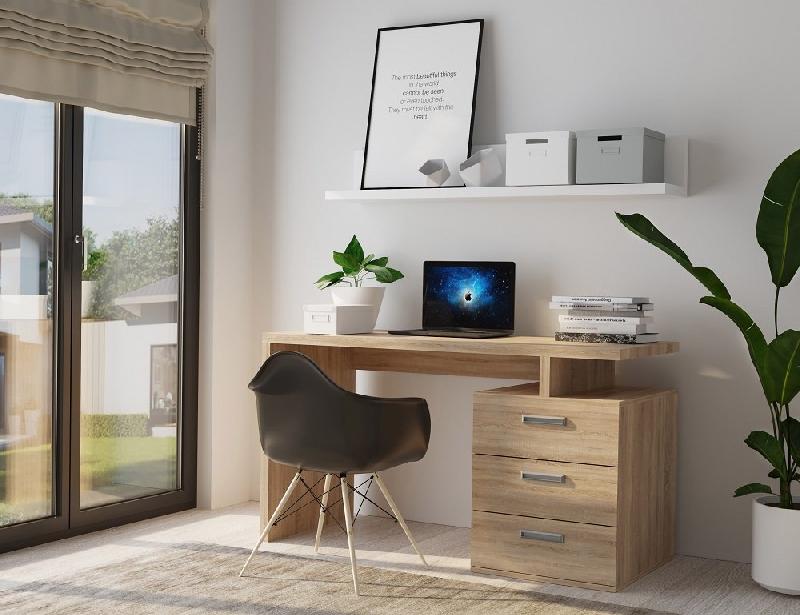 BUREAU RUBY 3 TIROIRS CHÊNE 130 X 70 CM_1