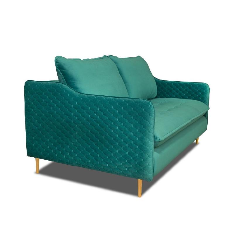 Canapé lit scandinave 3 places Lagos 140 cm - ouverture express, sommier à lattes, matelas 13 cm en velours vert canard_1