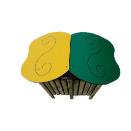 Corbeille publique en pin du Nord traité autoclave - DUETTO - 2 x 100 L avec toit en HDPE gravé_1