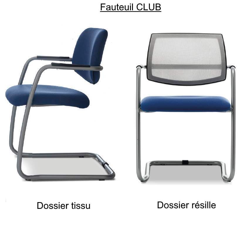 Fauteuil de réunion polyvalent CLUB - Piètement luge, dossier rembourré ou résille, assise rembourrée_1