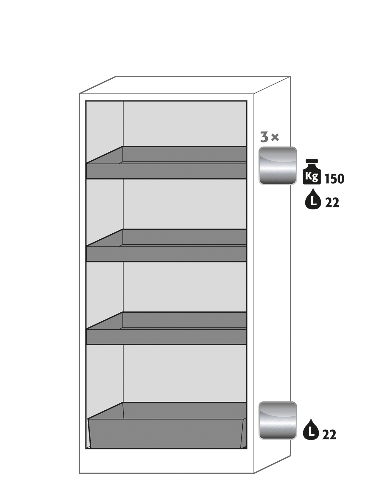 Armoire de sécurité Q-PEGASUS-90 - Modèle Q90.195.090.WDAC - Réf 30042-047-30819 - Type 90 - Certifiée NF EN 14470-1_1