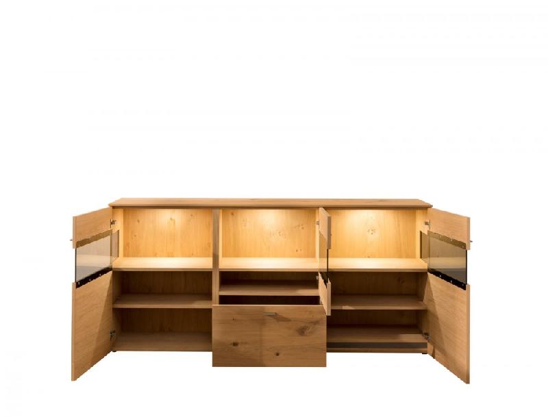 Buffet Anzio Holz - 2 portes, 5 tiroirs en chêne noueux naturel avec option LED_1