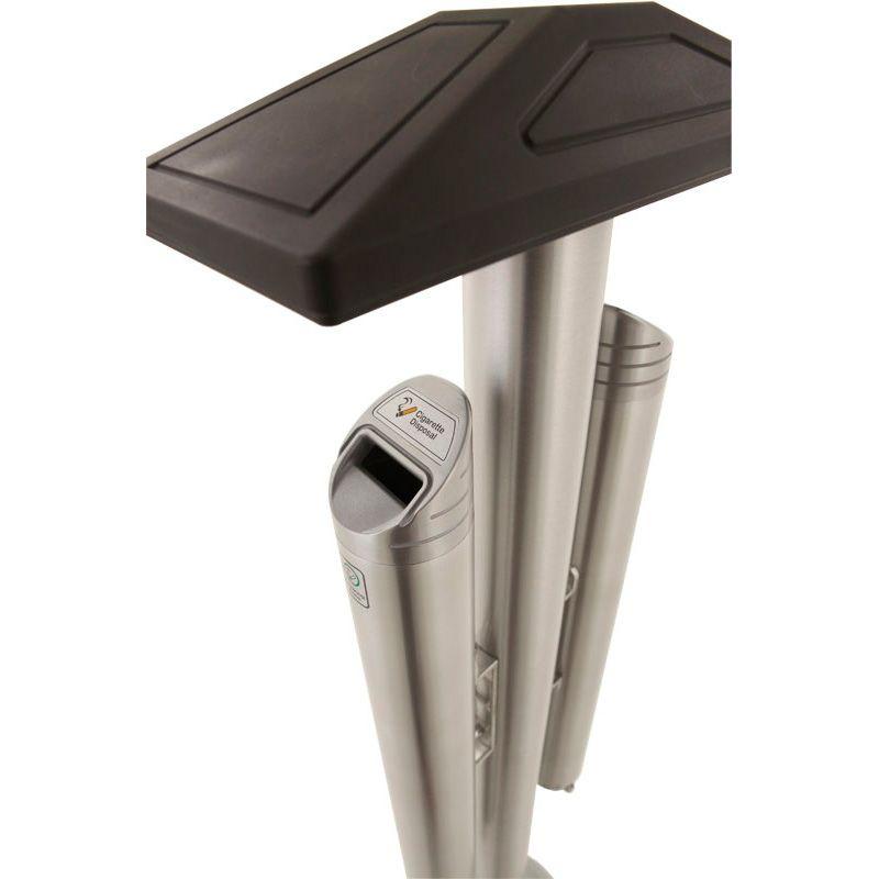 Cendrier sur pied double capacité en aluminium - haute qualité avec protection-pluie et clé triangle_1