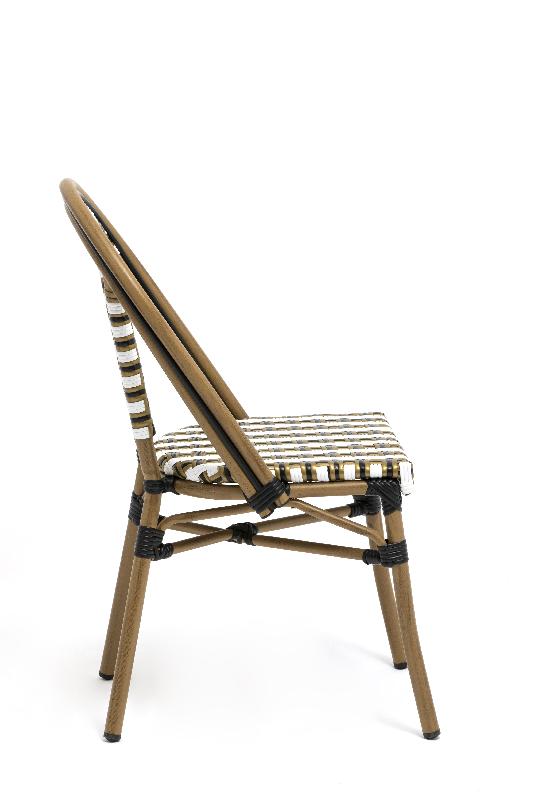 Chaise de terrasse concorde - tressage doré noir blanc_1