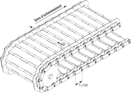 T100 - Bandes transporteuses métalliques AL Industrie - Pas de 100 mm, tailles de 100 à 1500 mm_1