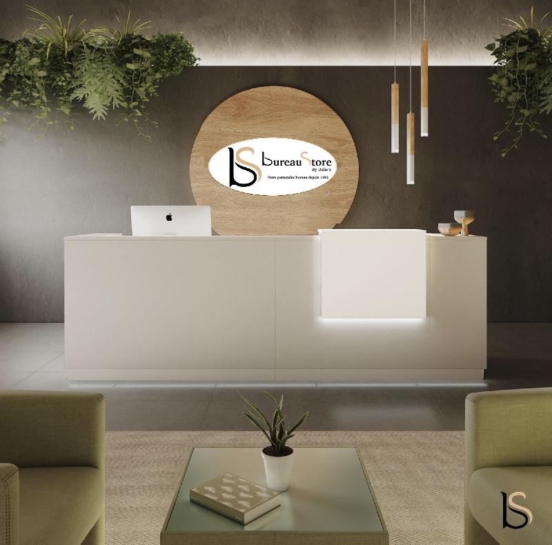 Grand bureau d'accueil droit Delta - Mobel Linea - gris satin, Non, 364_1