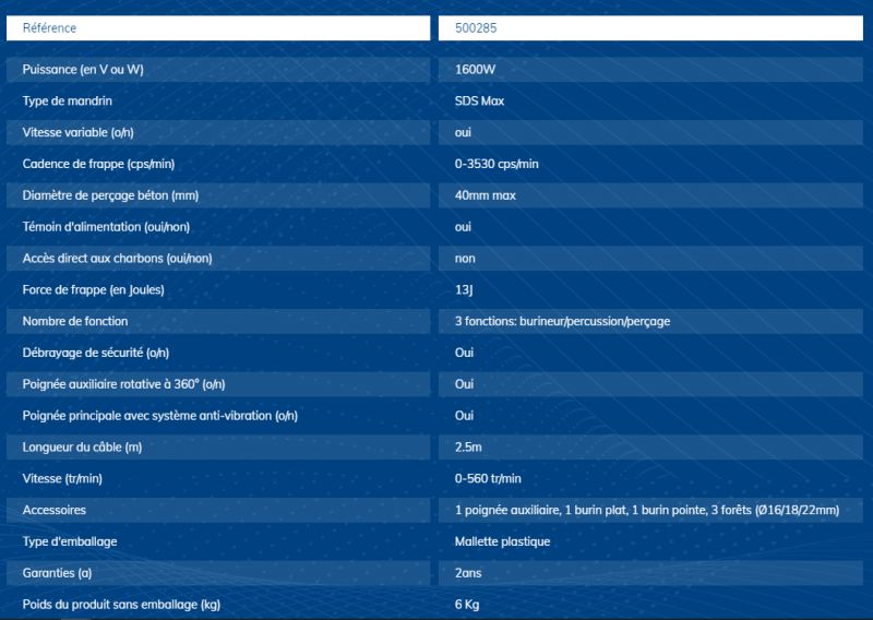 Perforateur & burineur - Korman - moteur puissant 1600W SDS Max - 500285_1