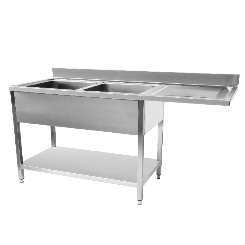 Plonge spéciale pour lave vaisselle 2 bacs, 1600x600 égouttoir Droite_1