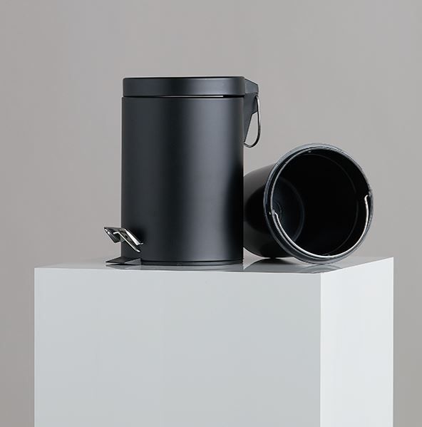 Poubelle à pédale noire 3L - inox avec seau intérieur en plastique - finition noir mat_1