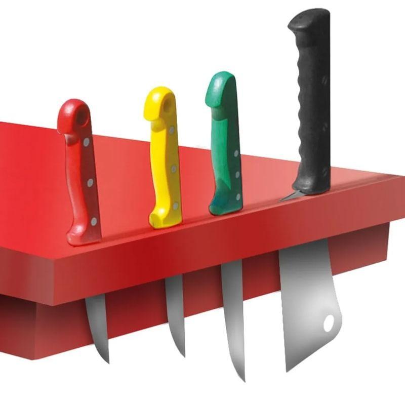 Table inox de découpe avec plan rouge hydrofuge - Profondeur 600 mm_1
