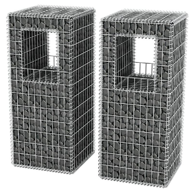 Vidaxl jardinière/poteau de panier gabion 2 pcs acier 50x50x120 cm 142544_1