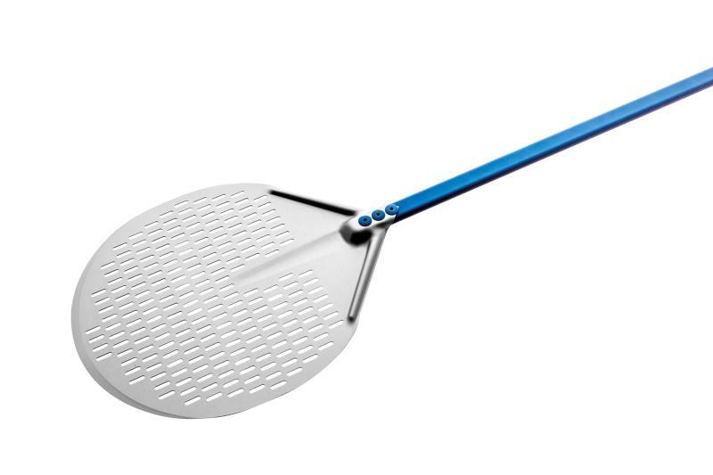 Pelle à pizza ronde perforée aluminium Ø 36 - Manche 150 cm - Gamme Azzurra | GI.METAL_1