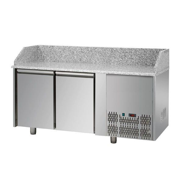 Table à pizza professionnelle - Synergies - 83 kg - 2 portes - Plan de travail en granit_1