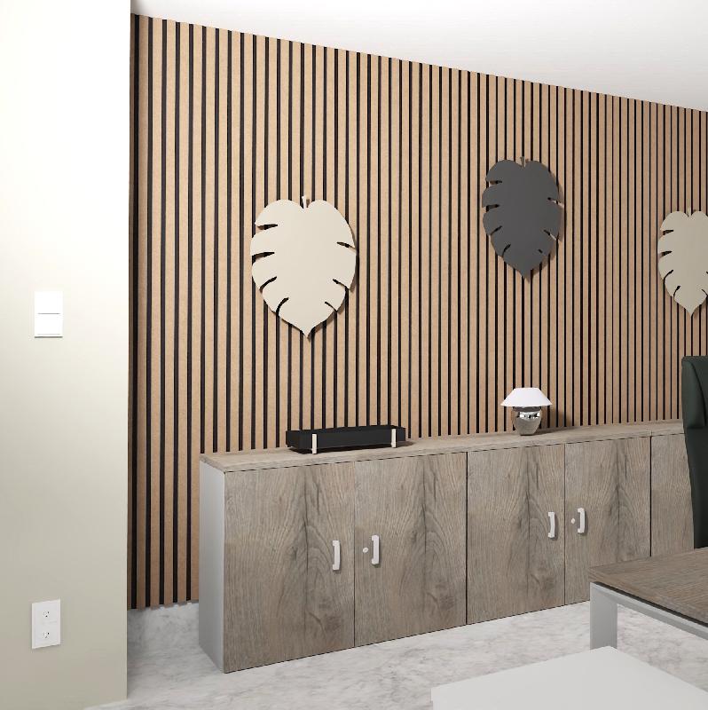 Armoire basse à portes battantes - Mobel Linea - 100, Gris aluminium, Chêne grisé_1