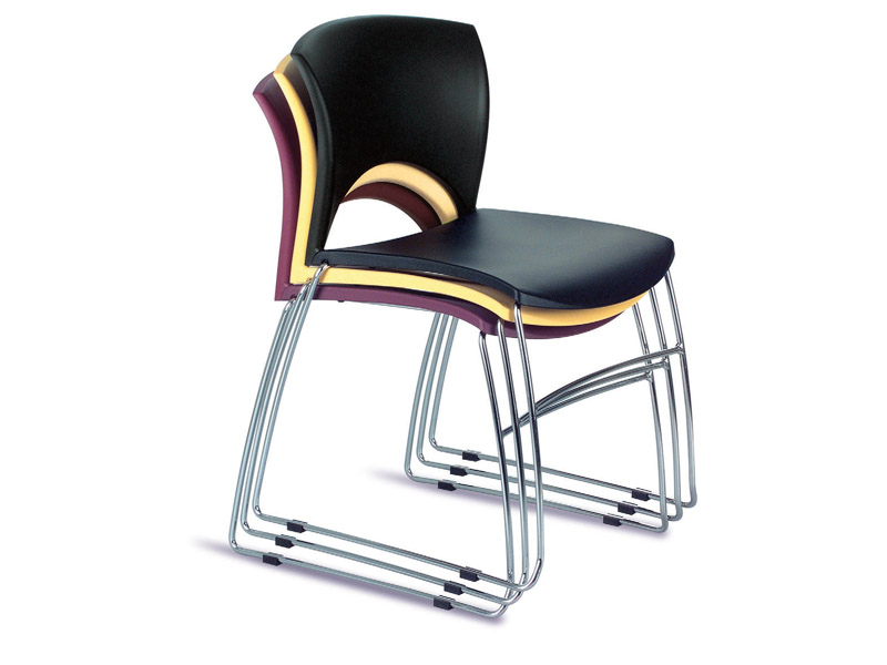 Chaise d'accueil Slim - Polypropylène - Structure en acier chromé - Coloris jaune, noir ou bordeaux_1