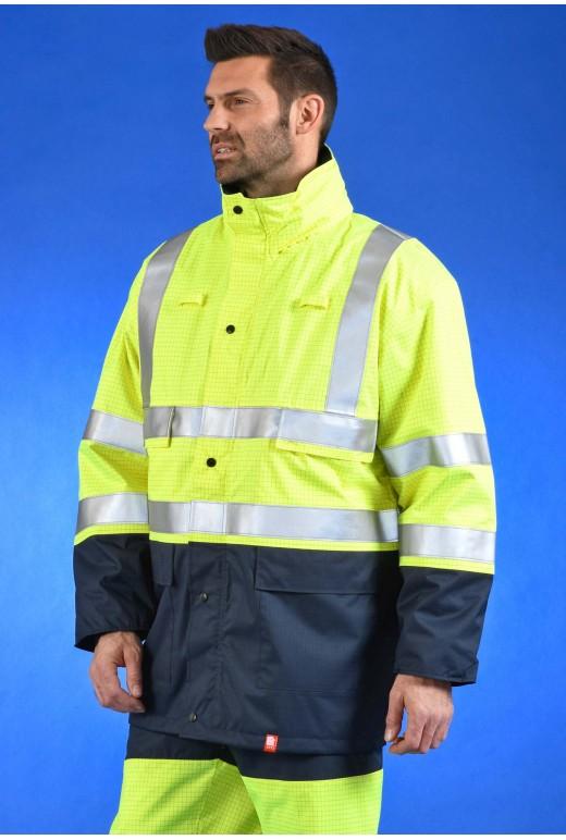 Parka multirisques ATEX intempéries HV - Réf. 045*MPHVJ - Bandes rétroréfléchissantes ignifuges, capuche intégrée, multipoches_1