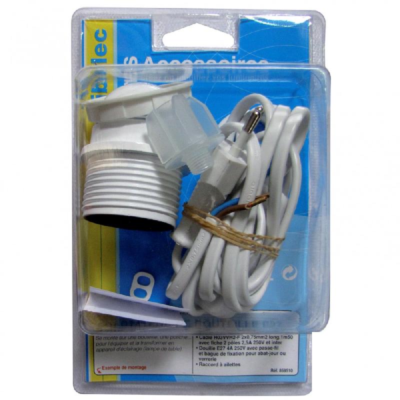Adaptateur bouteille E27 TIBELEC - plastique blanc - 60W - avec câble et accessoires d'installation_1